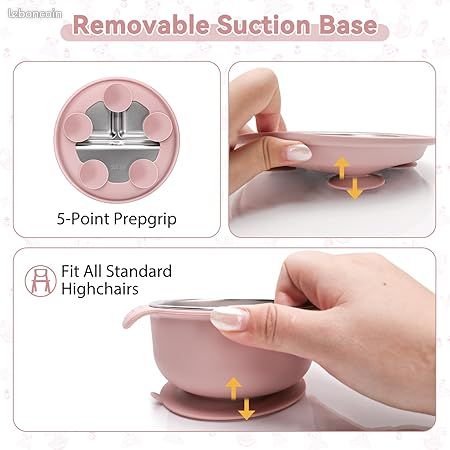 Coffret Repas Bébé - Lot de 8 - Silicone - Assiette Ventouse - Bol - Bavoir sans BPA - Maison Coffret Repas Bébé - Lot de 8 - Silicone - Assiette Ventouse - Bol - Bavoir sans BPA - Maison