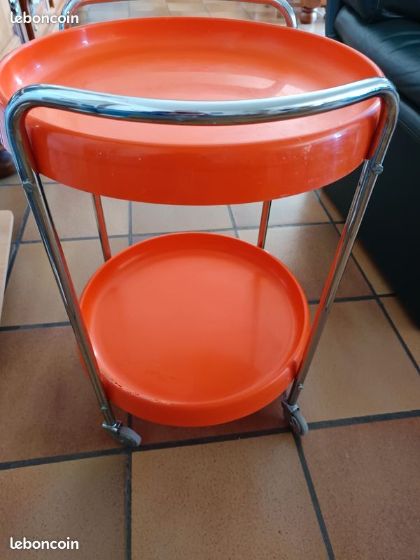 Desserte à roulette orange vintage (image 4)