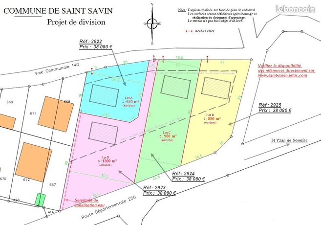 Terrain 880 m² Saint Savin