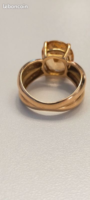 Bague En Or 18 Carats Avec Quartz Citrine Et Citrine/aigue-marine - Poids 5,90 G, Occasion