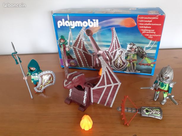 PLAYMOBIL FIGURINE CHEVALIER Dragon Vert Avec Armes Médiévales Château EUR 11,99 - FR