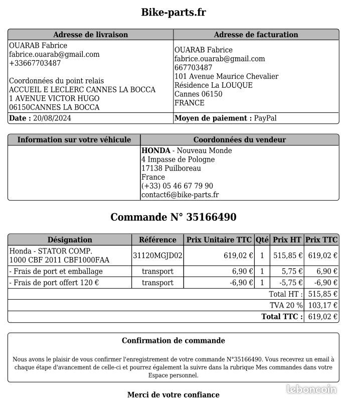 Alternateur stator HONDA 1000 CBF (image 3)