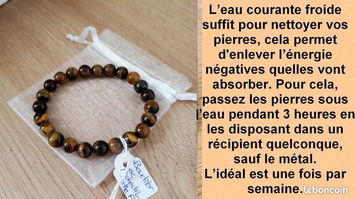 Bracelet pierre naturelle Oeil de tigre élastique sur-mesure 8mm homme et femme (image 4)