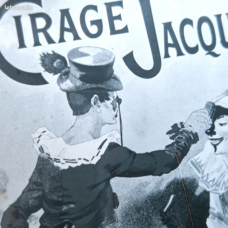 Rare Plaque de projection publicitaire verre réclame ancienne Cirage Jacquot Clowns Cirque c.1900 (image 9)