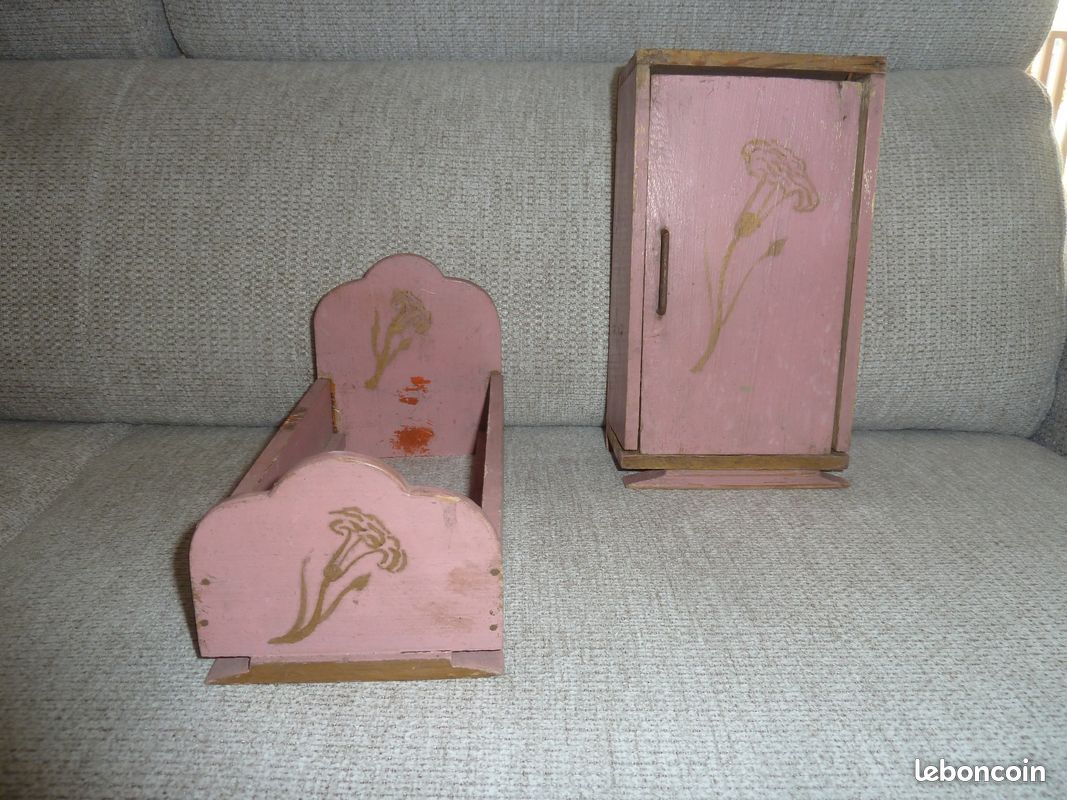 Meuble Art Déco Pour Poupées - Miniature Bois Vintage - Fait Main
