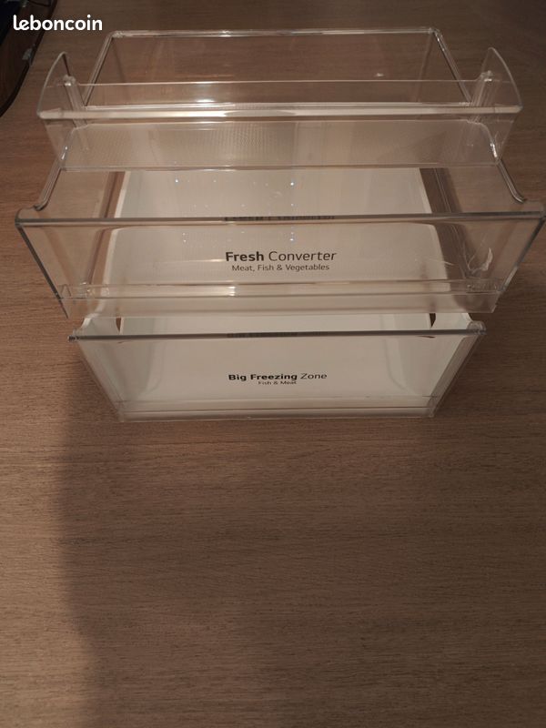 Lot de 3 bacs/tiroirs réfrigérateur LG (Fresh Converter + Big Freezing Zone) (image 1)