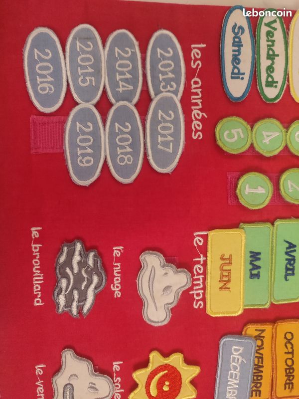 Calendrier en coton brodé à suspendre pour enfant CADEAU POUR NOËL (image 5)