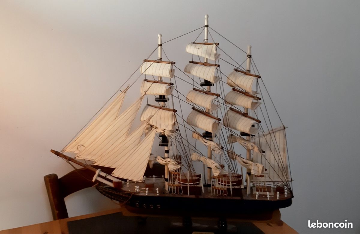 YLME Maquette De Voilier Méditerranéen 52 Cm - Déco En Bois Massif Artisanale