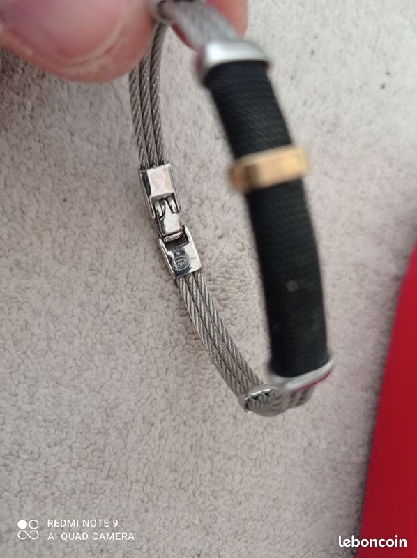 Bracelet double câble avec plaque en or 18K (image 2)