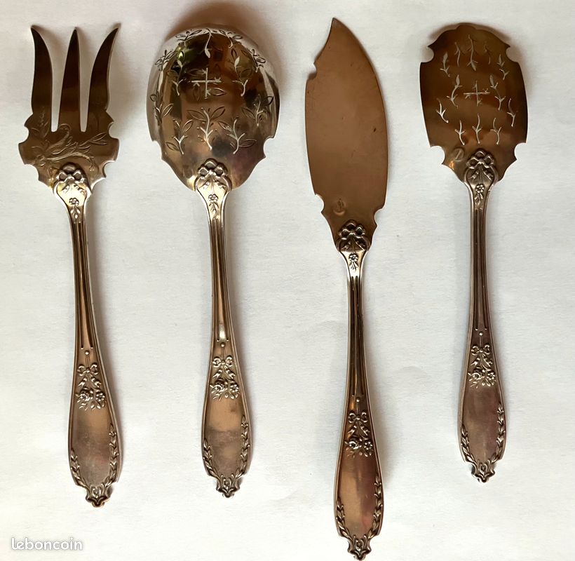 Service à mignardises Art nouveau – Argent massif Minerve – Joseph Crossard – 4 pièces (image 2)