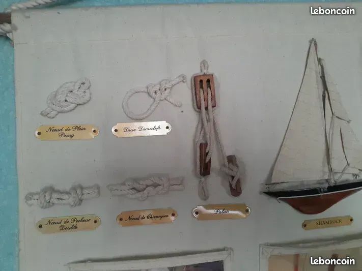 Ancien Cadre Décoratif Avec Nœud De Marin En Corde, Style Bateau, Vintage XXème