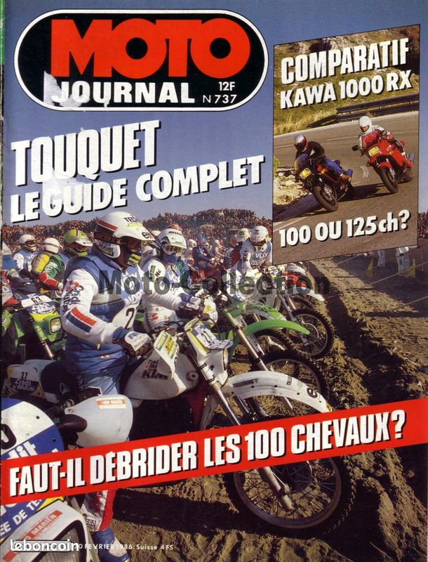 MOTO JOURNAL 737 KAWASAKI GPZ 1000 RX 100 contre 125 cv ; Visite chez DEVIL ; Le Touquet : le guide complet 1986 (image 1)