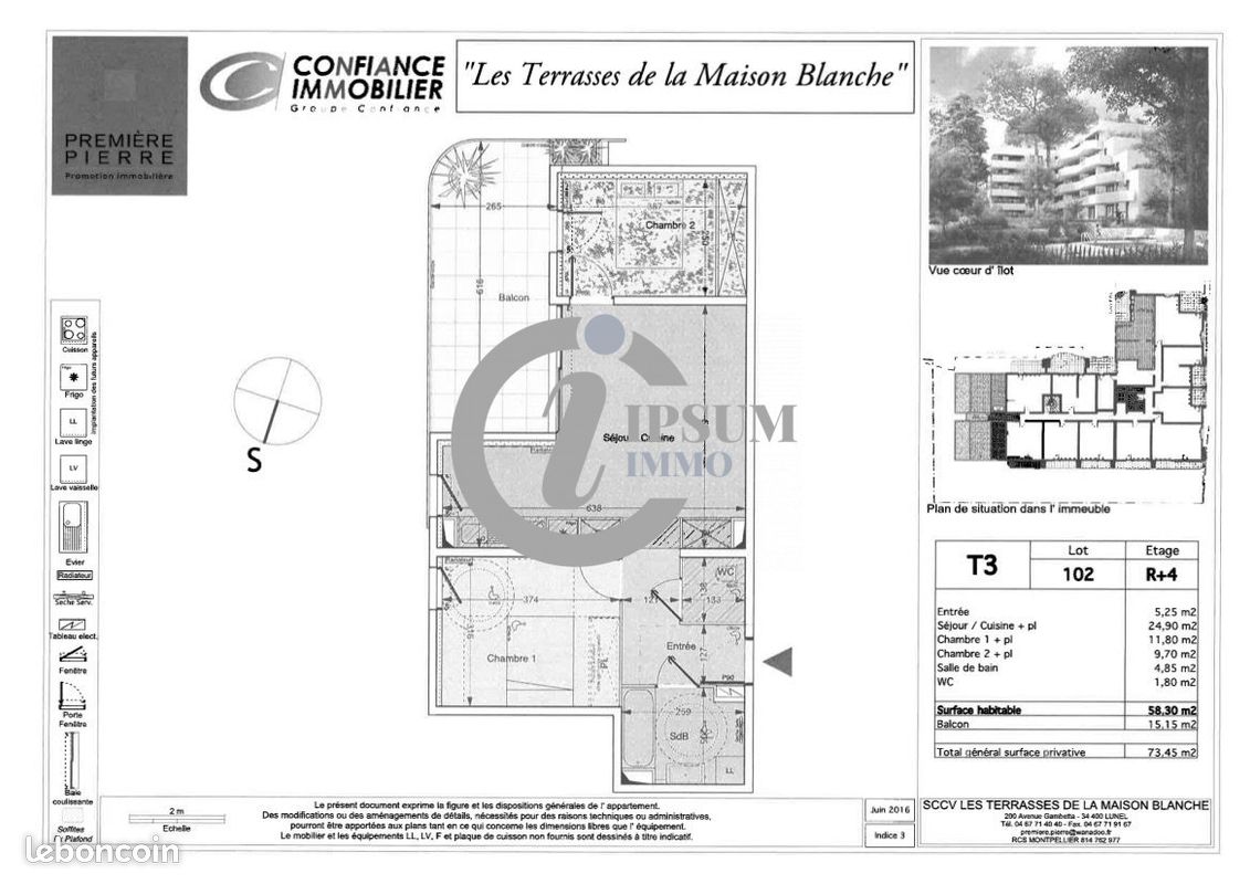 Appartement 3 pièces 58 m² · à Montpellier · 58 m² · 1 017 €/mois