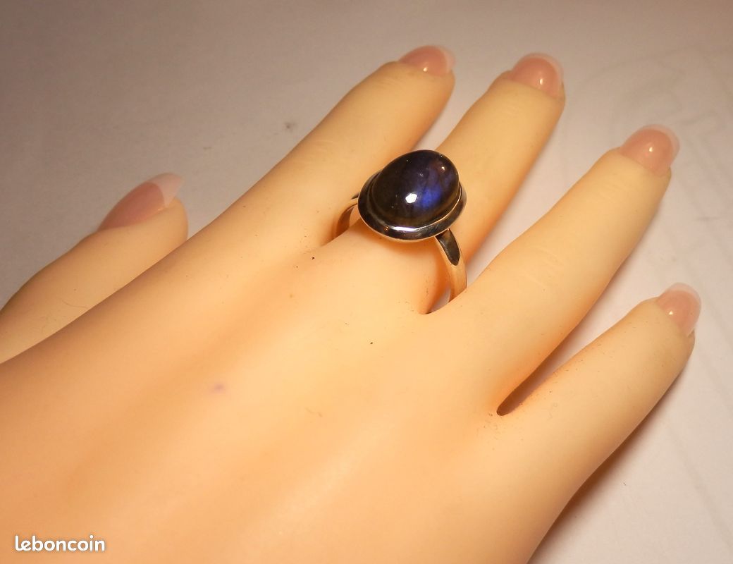 Bague argent massif et pierre labradorite T60 (image 6)