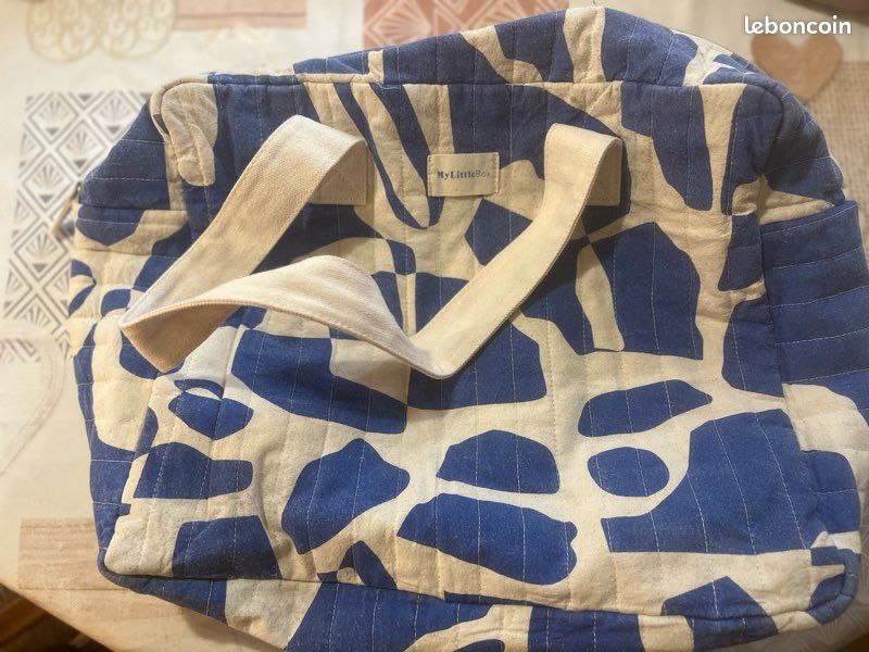 Sac cabas My Little Box bleu et beige matelassé Accessoires