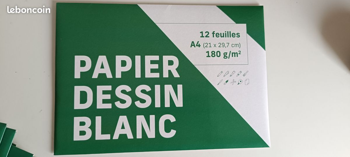 12 feuilles papiers de dessin 21 x 29.7 180g (melboncoin) neuf (image 1)