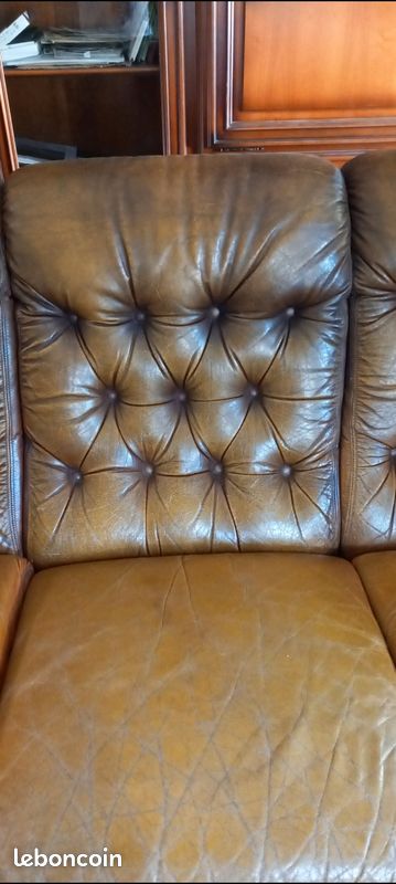 Canape cuir et bois (image 4)