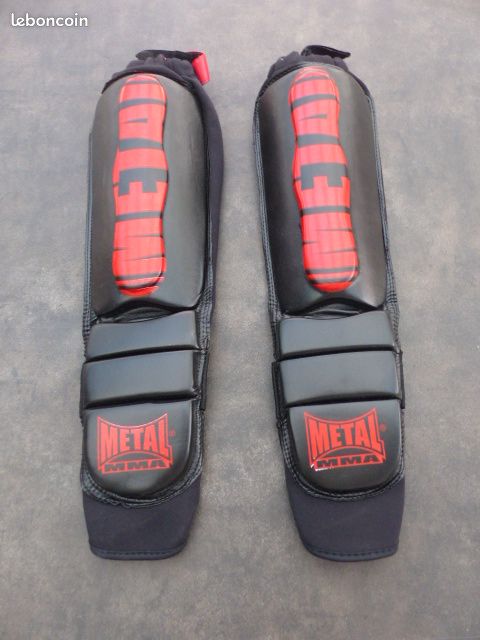 Protège-Tibias Et Pieds METAL BOXE - Rouge - Taille L - Pour Training Et Combat
