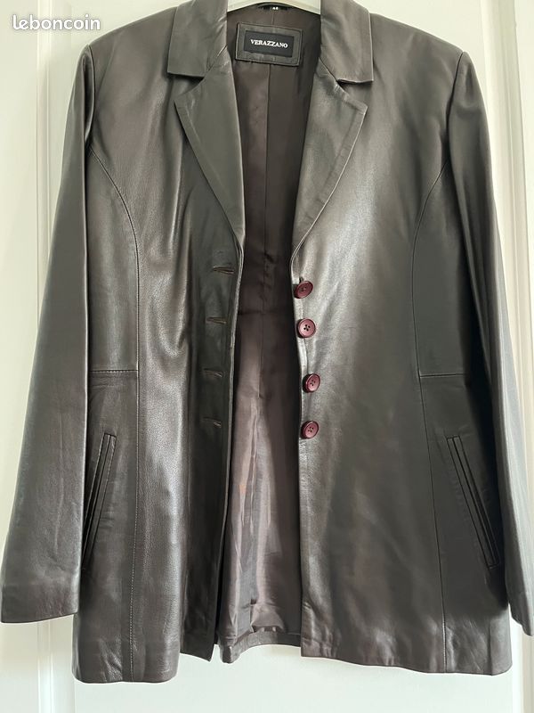 Vends veste cuir femme marron marque Verazzano (image 3)