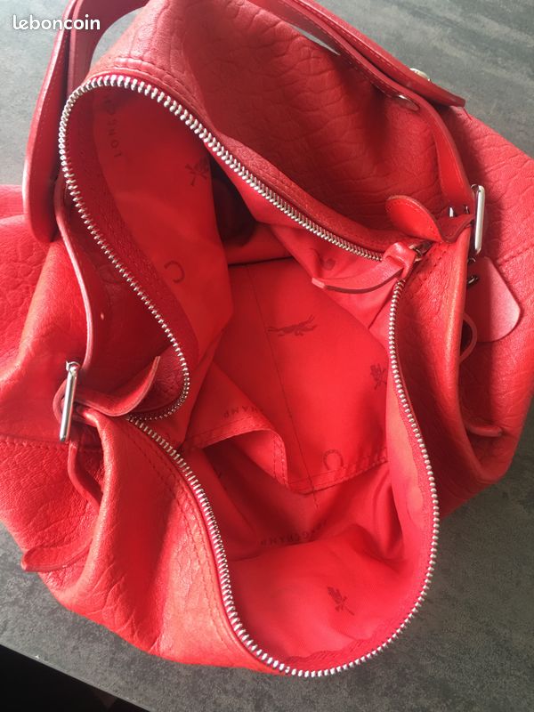 Sac longchamp cuir rouge (image 4)
