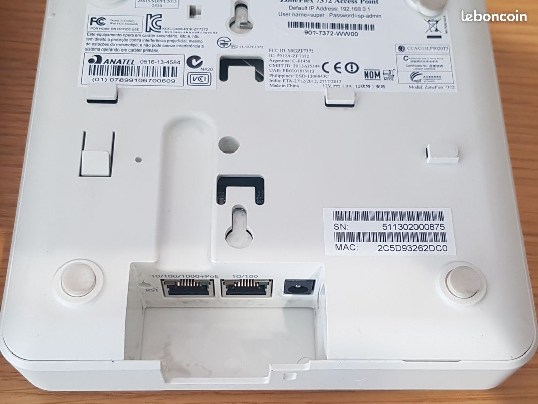 Ieee Source. Example Ruckus Zoneflex 7372 sans fil Wi-Fi Access Point 802.11n 901-7372-WW00 ...