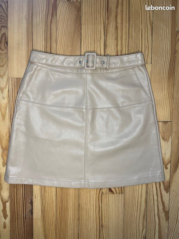Jupe Crayon Droite En Simili Cuir Beige Gianni Bini - Taille M - Neuve Avec étiquettes