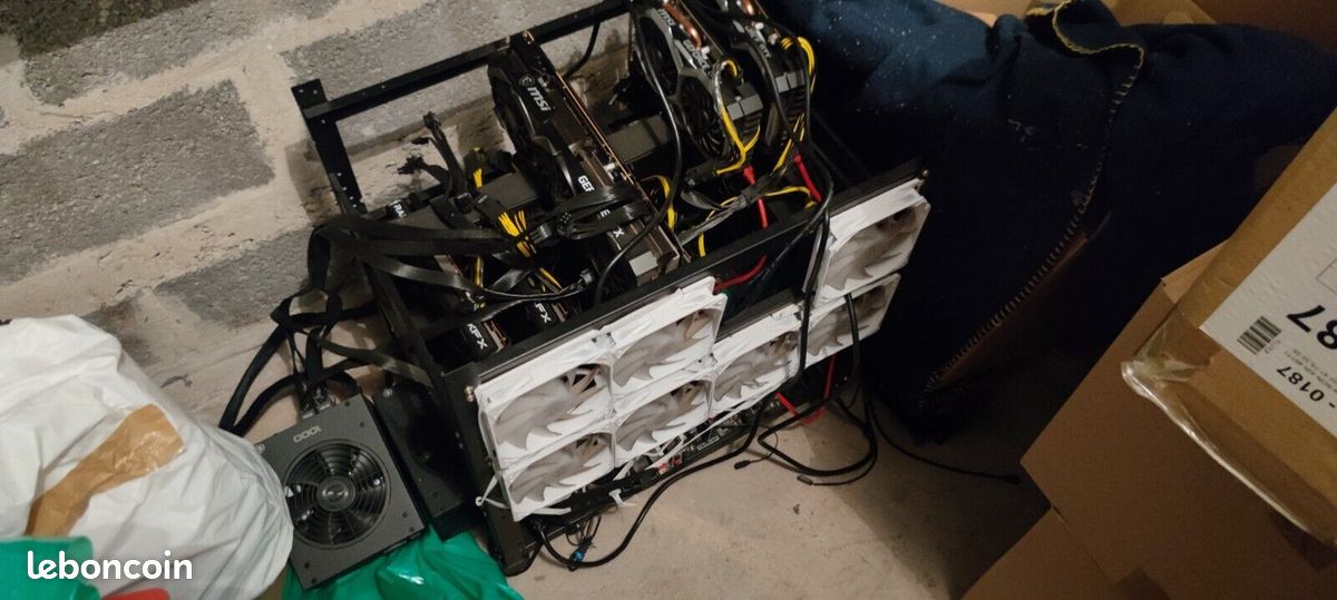 RIG de minage 6 GPU + CPU + CM + STRUCTURE + CABLAGE + ALIM (image 1)