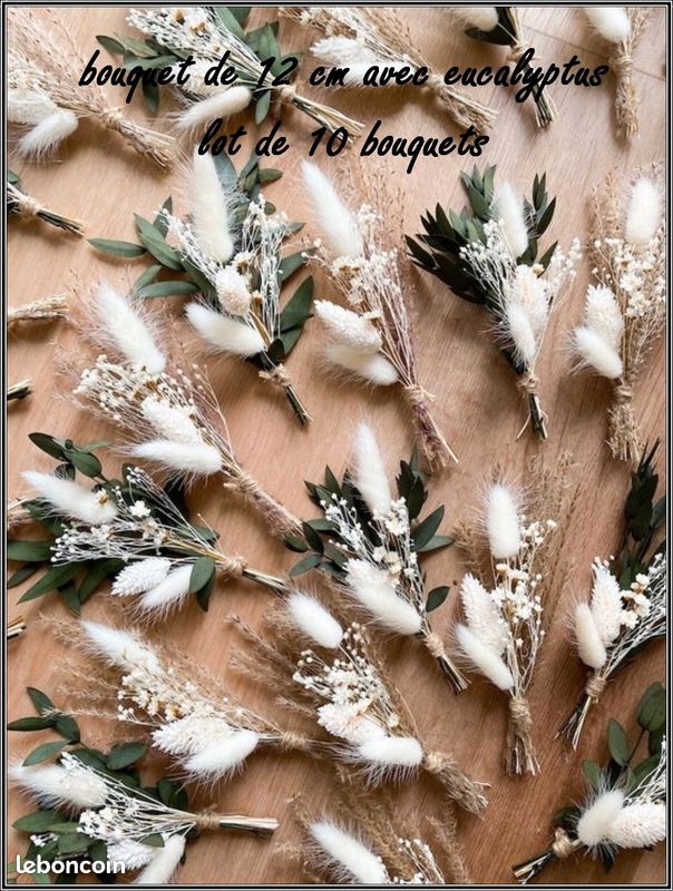10 Mini Bouquets De Fleurs Séchées - Eucalyptus Et Gypsophile Blanc Stabilisé - Décoration Mariage, Table, Provence Pour Cartes D'invitation 10 Mini Bouquets De Fleurs Séchées - Eucalyptus Et Gypsophile Blanc Stabilisé - Décoration Mariage, Table, Provence Pour Cartes D'invitation