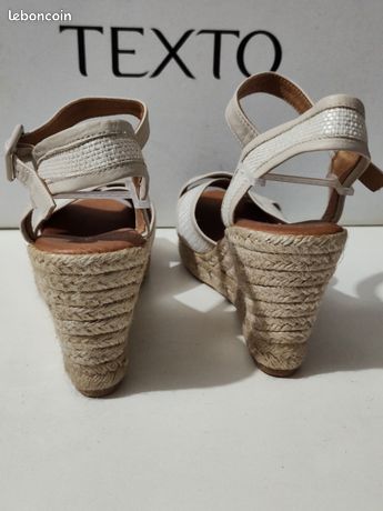 Sandales Compensées Mellow Yellow - Talons Plateforme Beige, Taille 37, Cuir, Occasion Très Bon état
