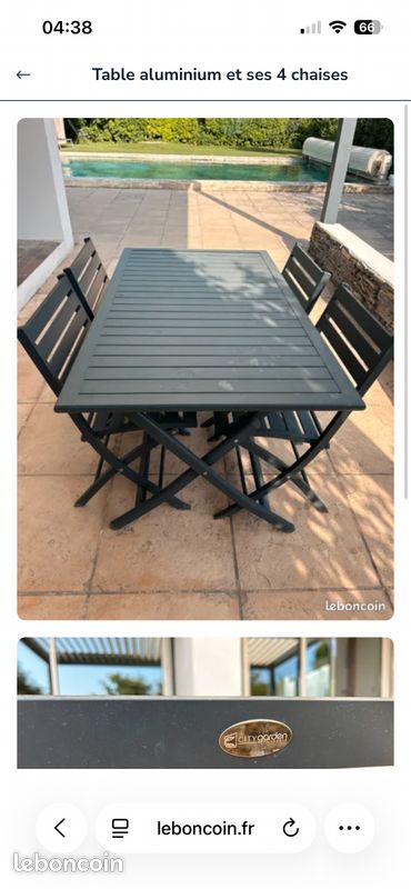 Table aluminium et ses 4 chaises (image 1)