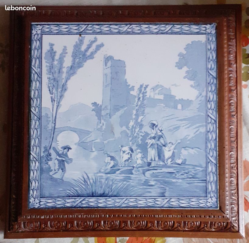 Dessous De Plat Ancien En Bois – Trivette Bleue, Fait Main, Style Vintage