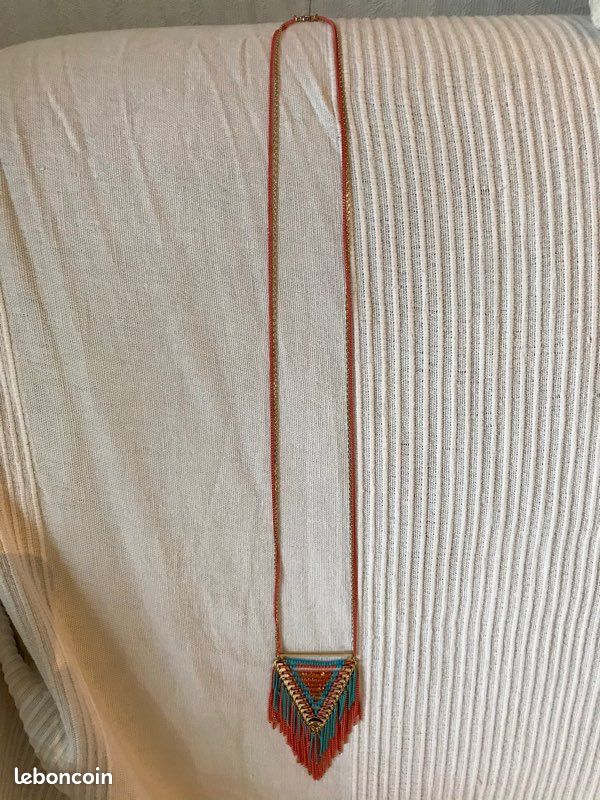 Collier sautoir corail et turquoise (image 3)