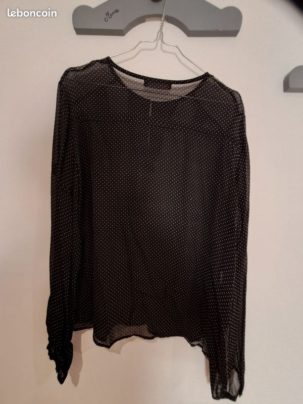 Chemisier transparent noir à pois Vêtements