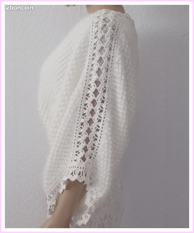 Gilet Boléro Angora & Soie Blanc "JULIA" d'ANNY BLATT Taille 38/40 Neuf (image 2)