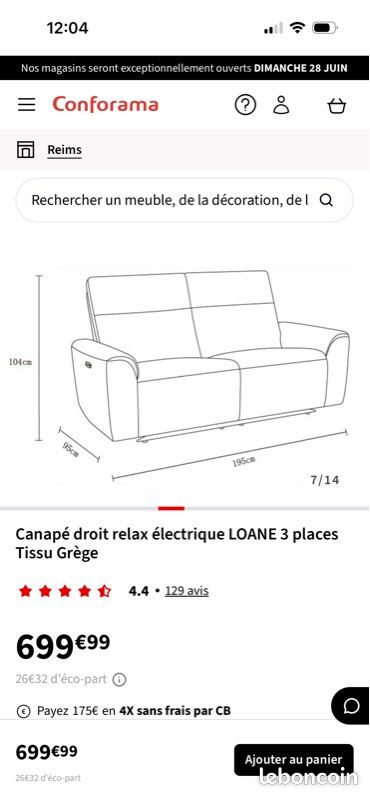 Canapé droit relax neuf (image 12)