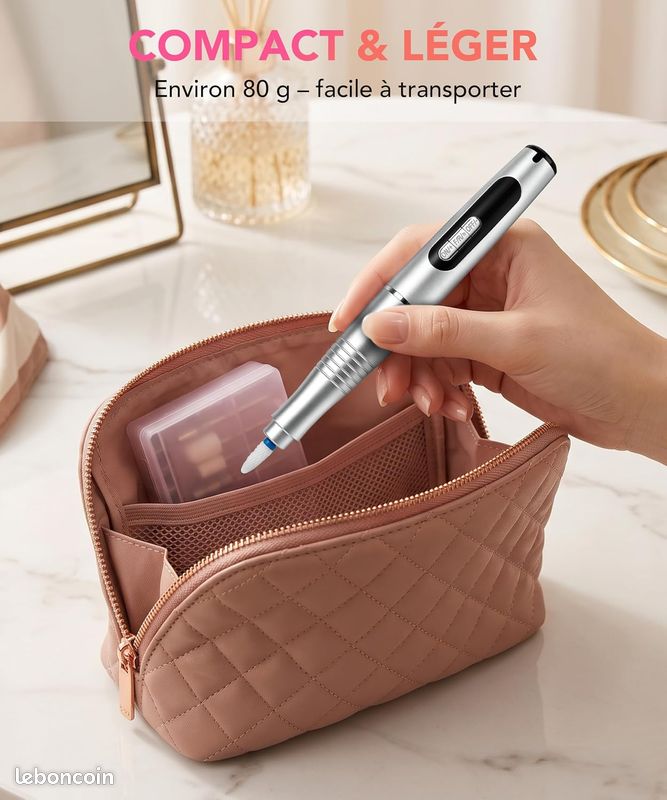 Ponceuse à Ongles Électrique Rechargeable USB-C 35000 RPM avec Écran LED Argentée (image 7)