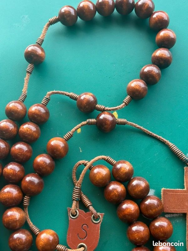 Grand rosaire ou chapelet de moine bois et cuir (image 2)