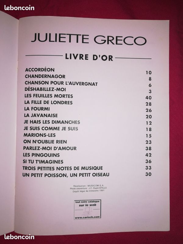 Partition Juliette Gréco. Piano (image 2)