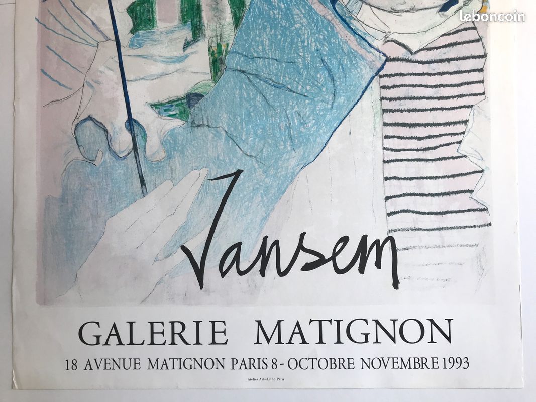 JANSEM Jean - Lithographie "Exposition Galerie Christiane Vallé, Clermont-Fd" 75
