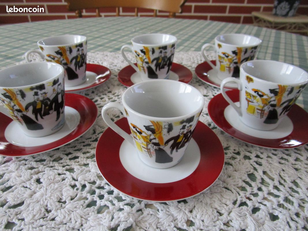 Service à Café Maxim's De Paris – 4 Tasses + Soucoupes + Sucrier, Neuf