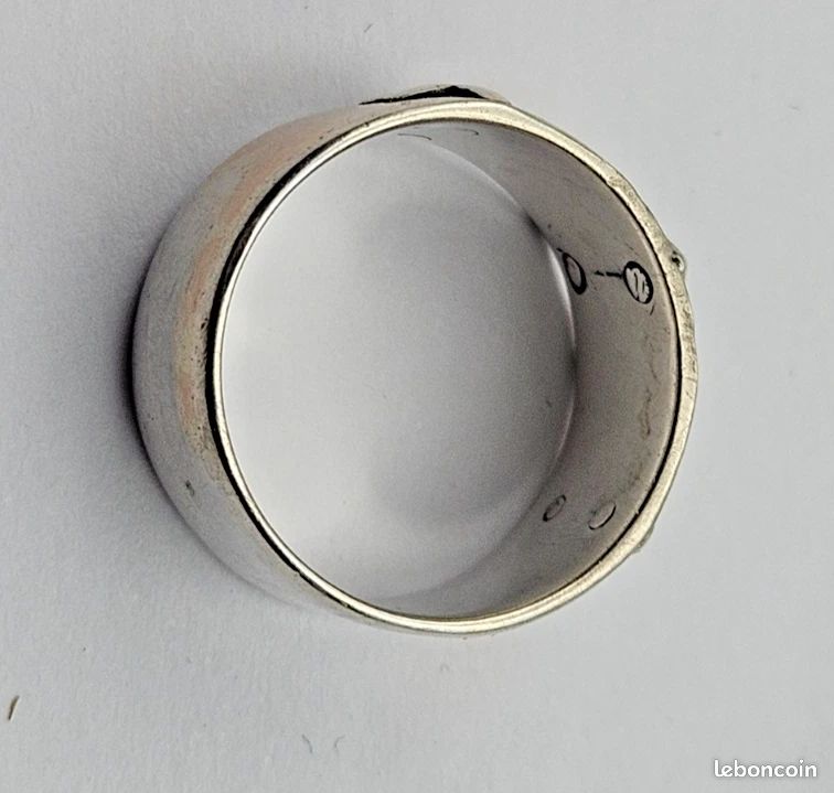 Bague Ancienne Argent Massif 925 - Jonc Alliance Dôme Avec Croix - Taille 60