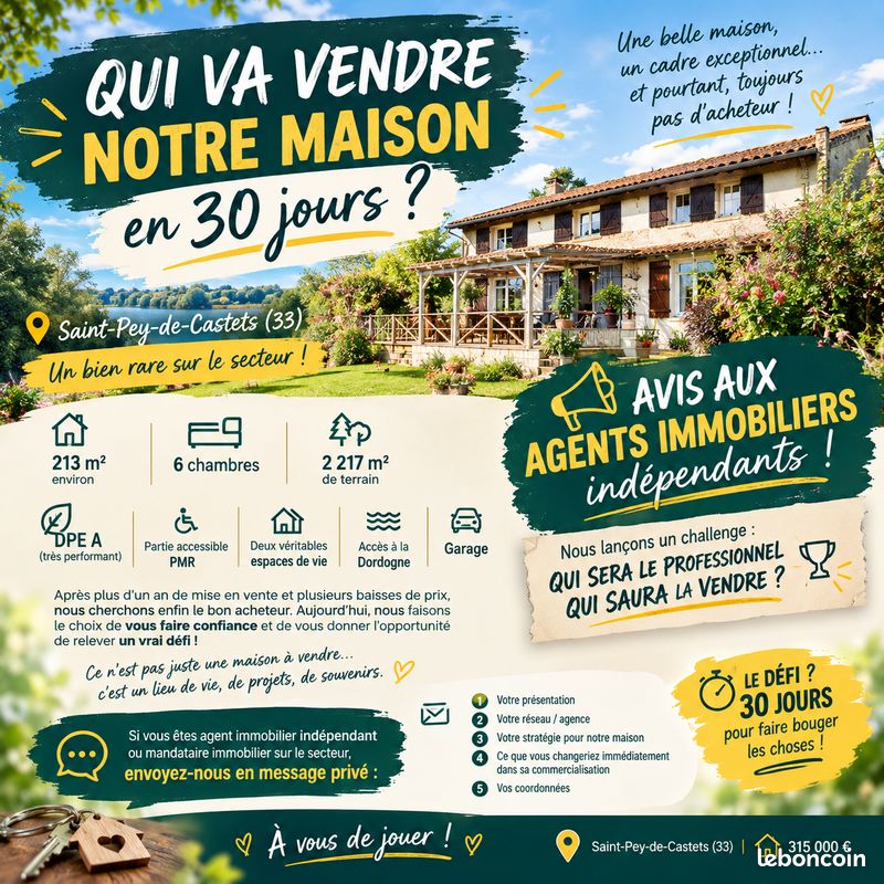 Maison 10 pièces 213 m² · à Saint-Pey-de-Castets · 213 m² · 315 000 €