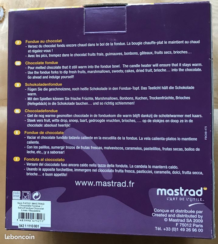 Vends service à fondue au chocolat mastrad (image 2)