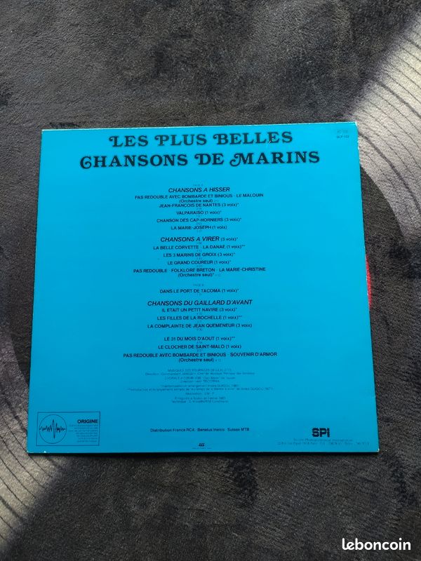Vinyle LP 33 tours Les plus belles chansons de Marins, musique des équipages de la Flotte - Commandant Janssen (image 2)