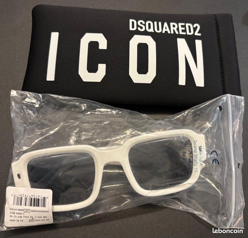 Lunettes De Soleil Dsquared2 Blanc Noir Forme Rectangulaire | Monture Plastique Verres Noirs UV3
