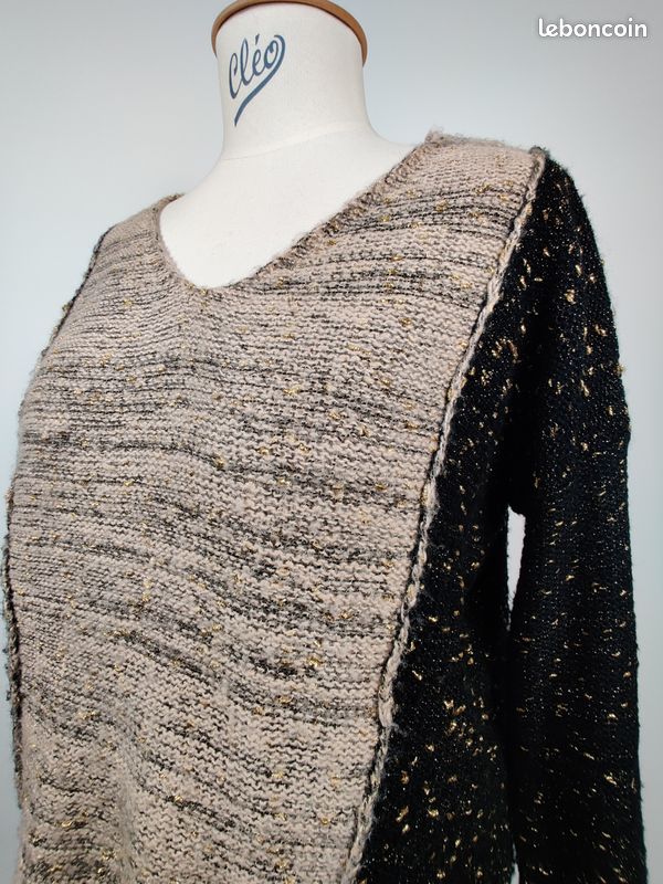 Pull laine de fêtes camel noir doré - Inès de la Fressange - M (image 3)