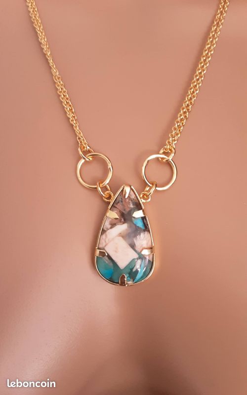 Collier en pierre naturelle turquoise huitre (image 1)