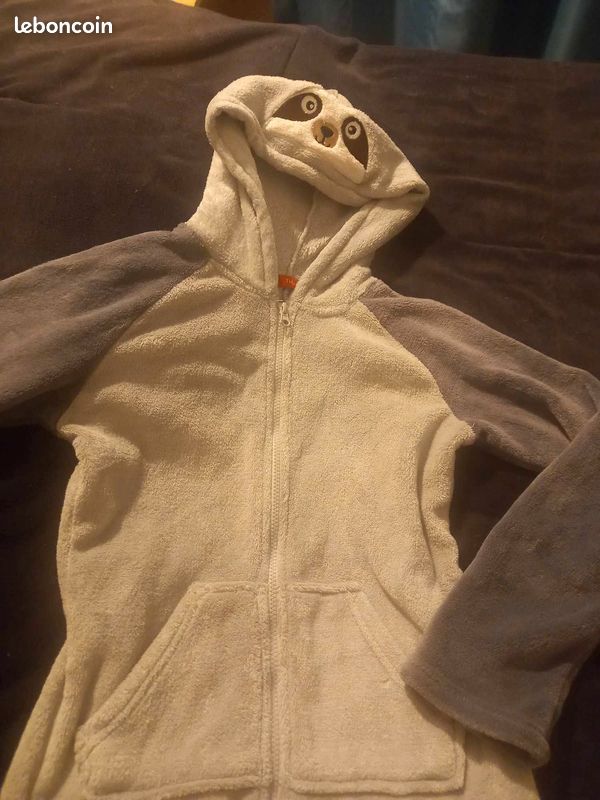 Combinaison pyjama avec capuche grise Tissaïa 14 ans (image 3)