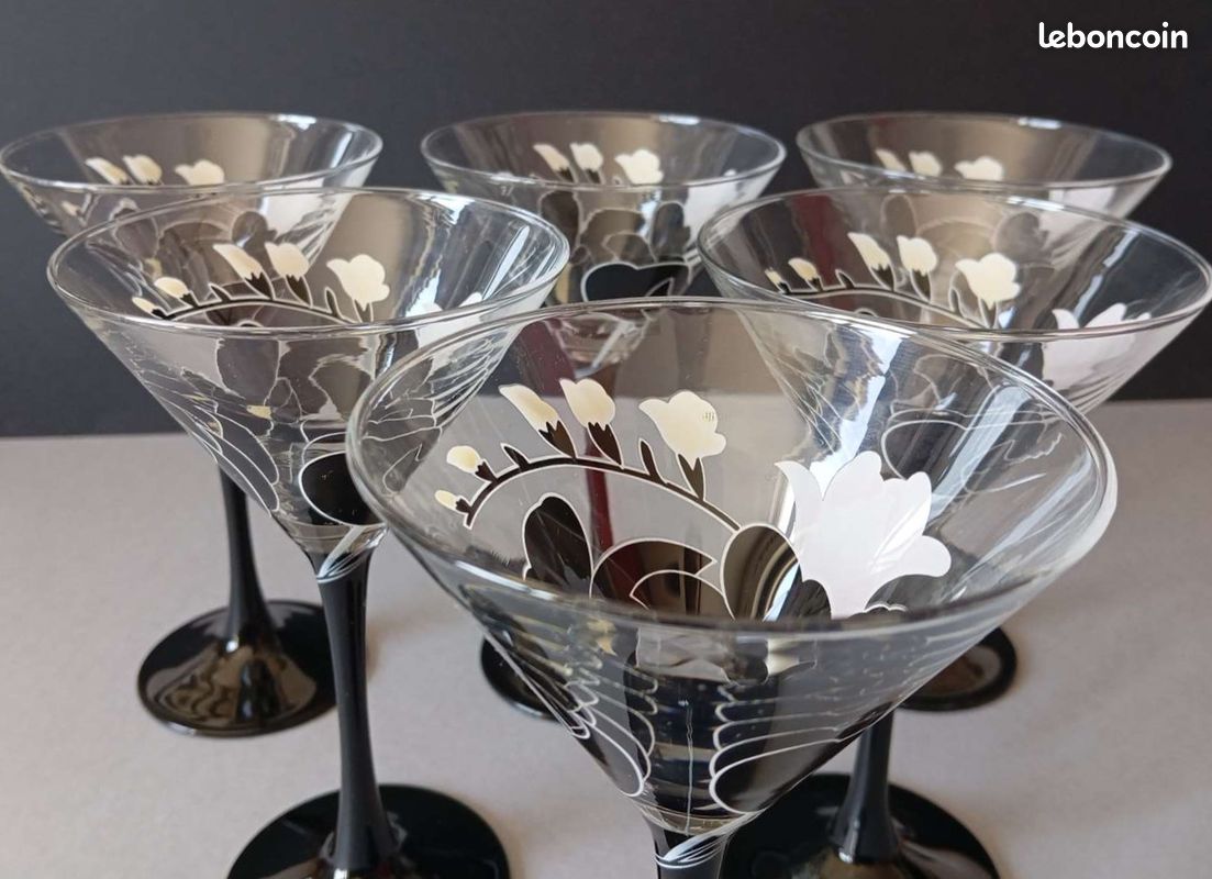 12 verres à cocktails rose Luminarc 70s
