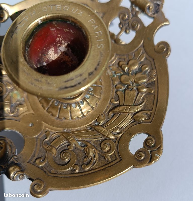 Bougeoir à main en bronze argenté monté en lampe bouillot... - 85985721
